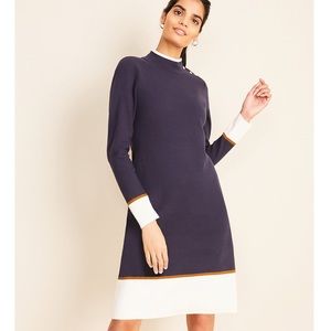 NWOT Ann Taylor Colorblock Mock Neck Sweater Dress